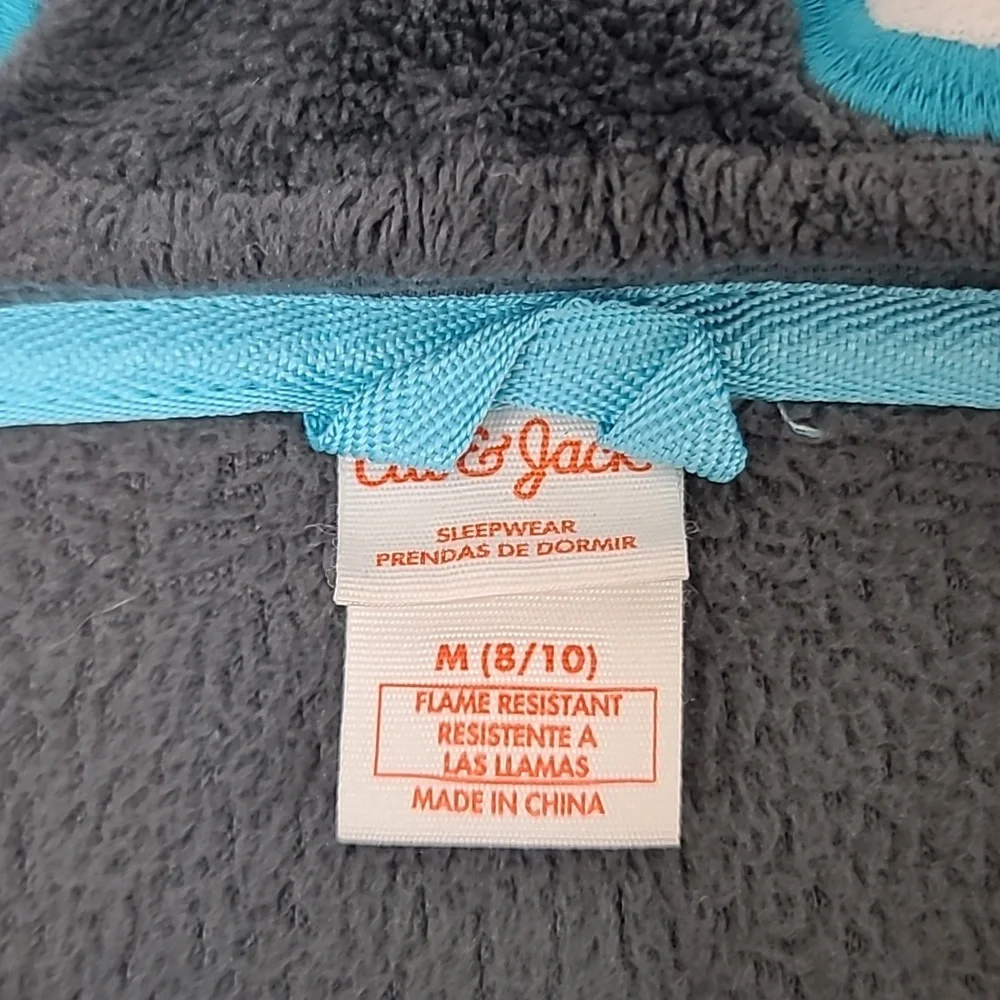 Cat & Jack Plush Cozy Sherpa Long Sleeve Hooded Monster Robe in Dark Gray/Blue